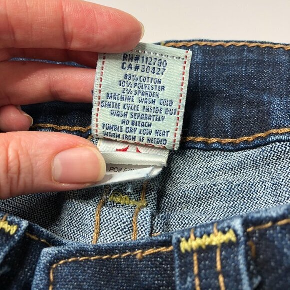TRUE Religion Lexi 90s Low Rise Button Fly Slim Bootcut Blue Denim Jeans SIZE 25 - Picture 13 of 16